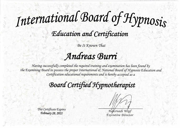 Archivierter Nachweis des International Board of Hypnosis