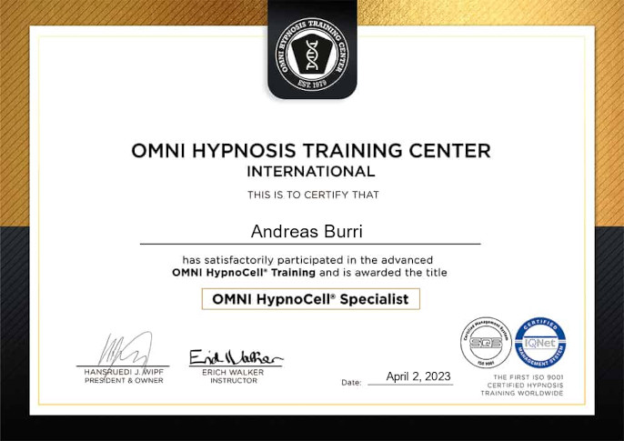 Originalzertifikat HypnoCell® Specialist